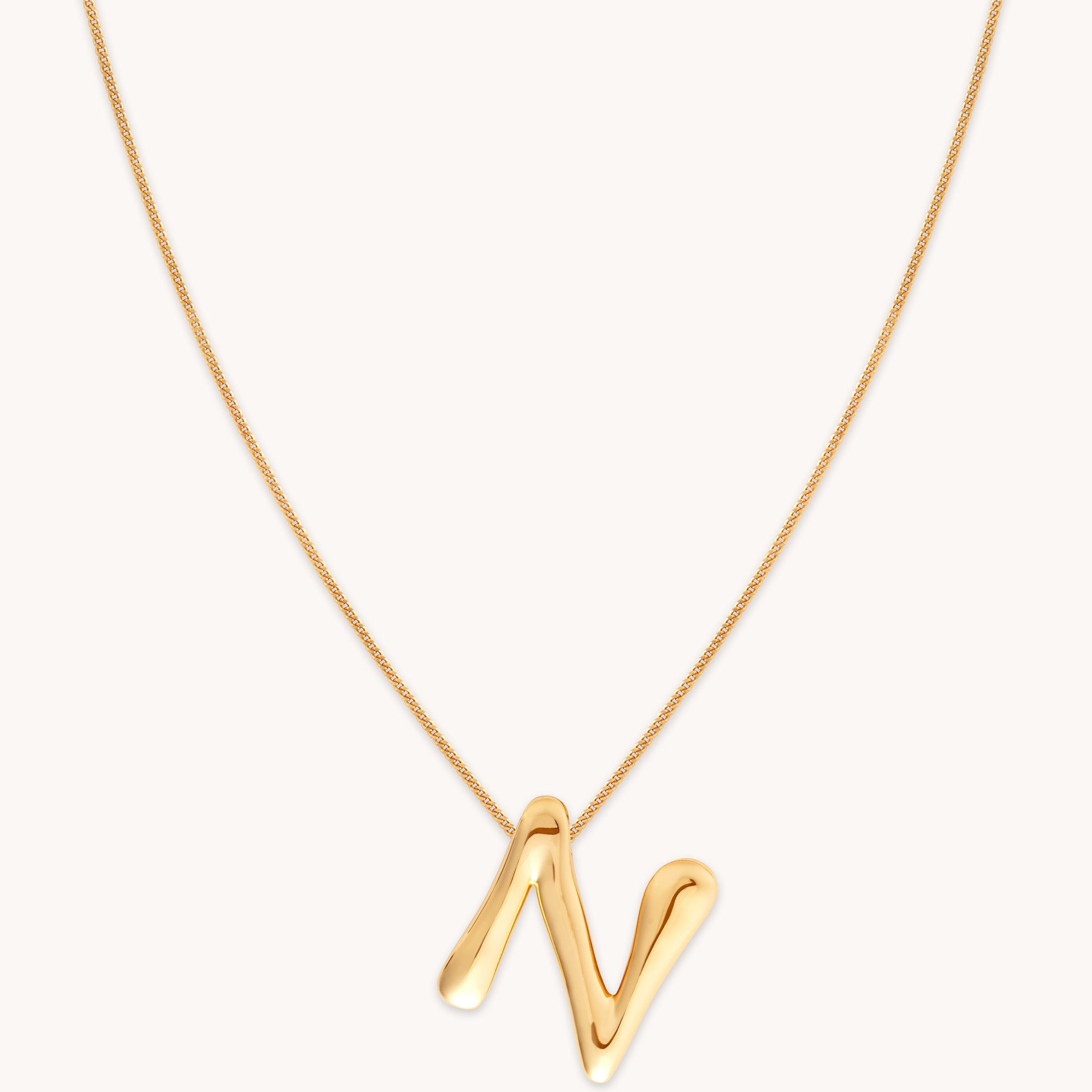 Bold-Face Custom Initial Monogram Pendant Necklace in 14k Yellow Gold