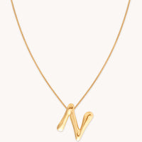 18k Gold Plated Jewellery - N Initial Bold Pendant Necklace in Gold - Pendant Necklace - Astrid & Miyu