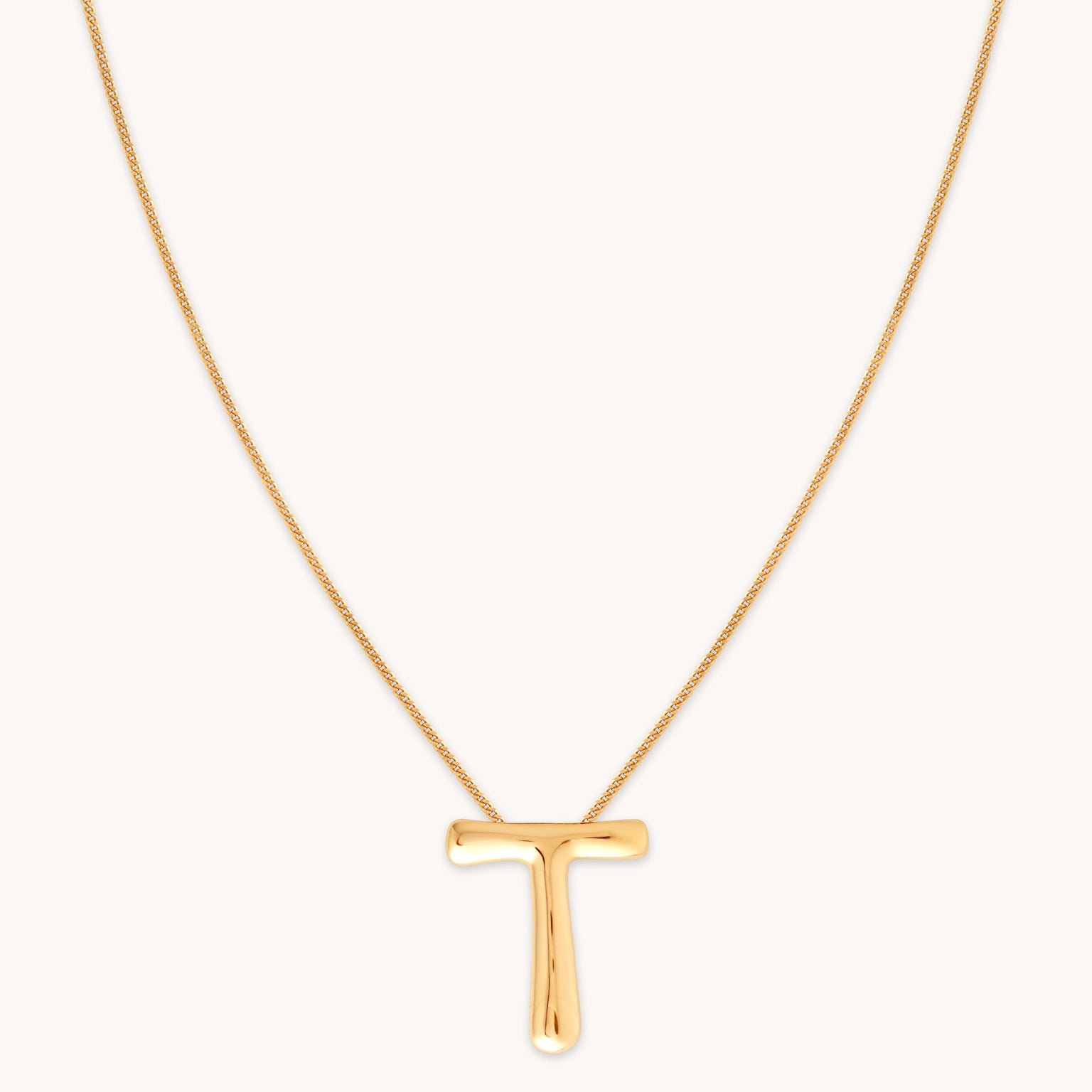 18k Gold Plated Jewellery - T Initial Bold Pendant Necklace in Gold - Pendant Necklace - Astrid & Miyu