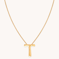 18k Gold Plated Jewellery - T Initial Bold Pendant Necklace in Gold - Pendant Necklace - Astrid & Miyu