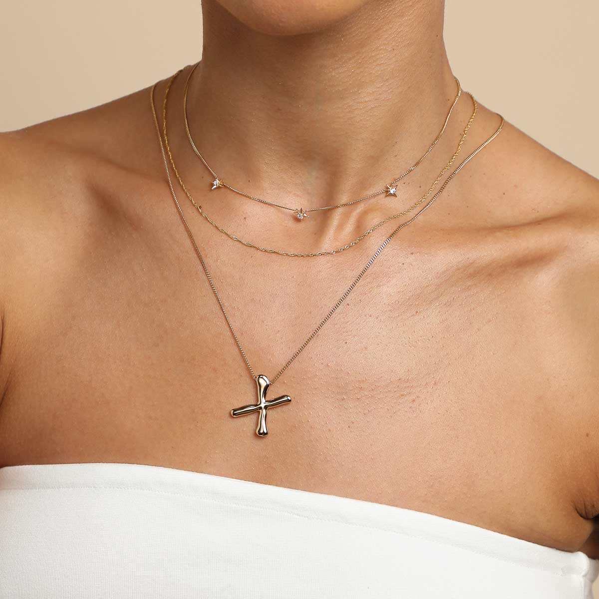 X Initial Bold Pendant Necklace in Gold