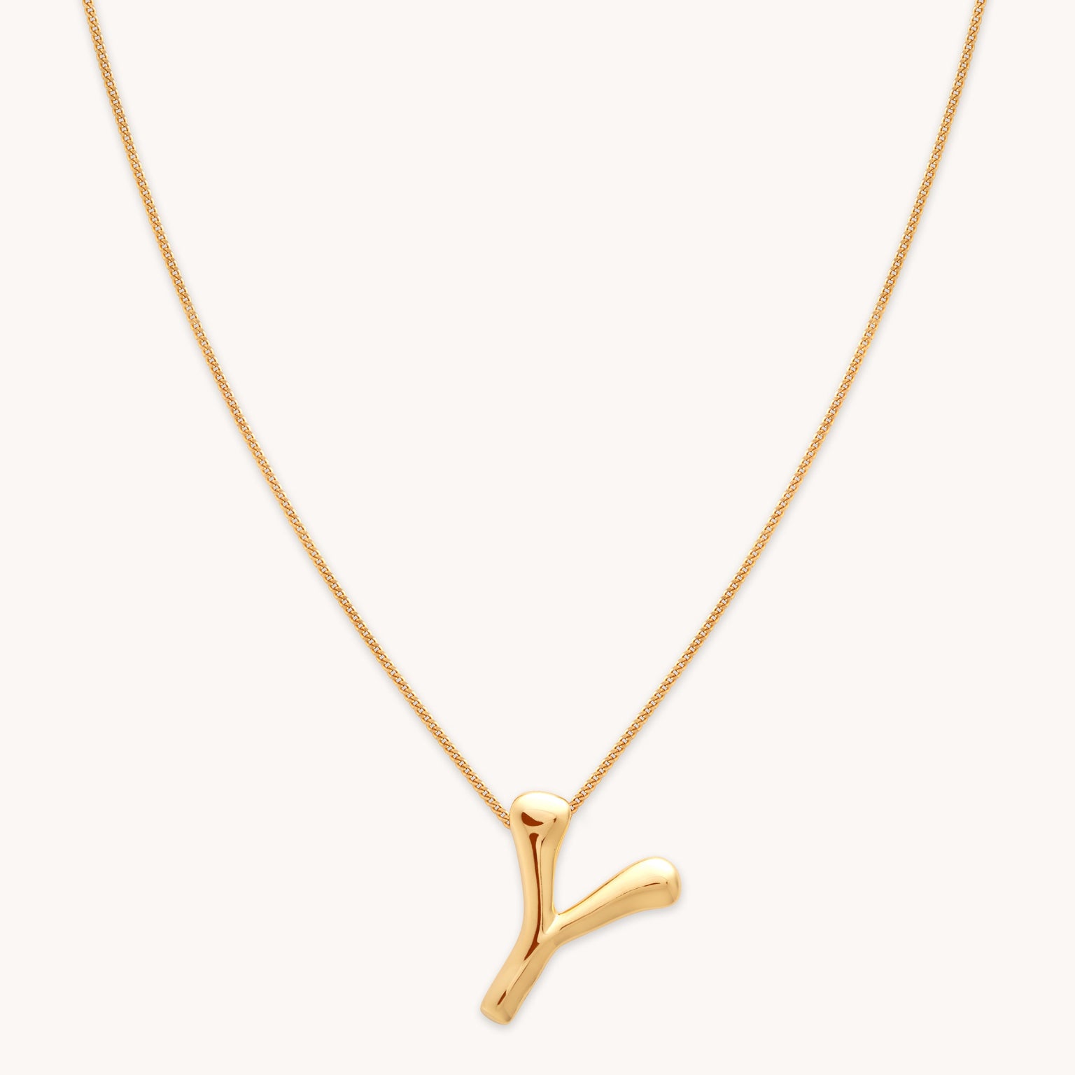 18k Gold Plated Jewellery - Y Initial Bold Pendant Necklace in Gold - Pendant Necklace - Astrid & Miyu