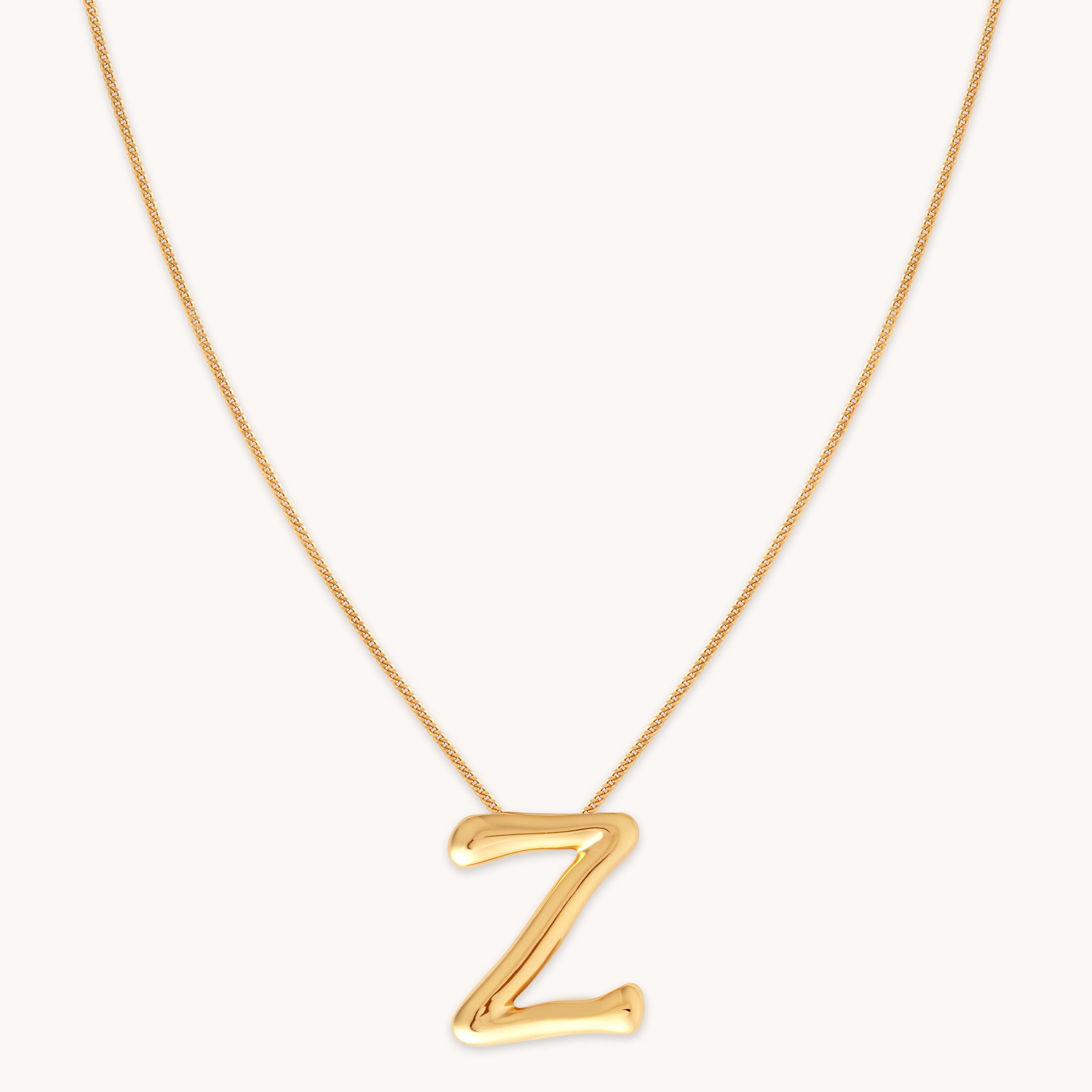 18k Gold Plated Jewellery - Z Initial Bold Pendant Necklace in Gold - Pendant Necklace - Astrid & Miyu