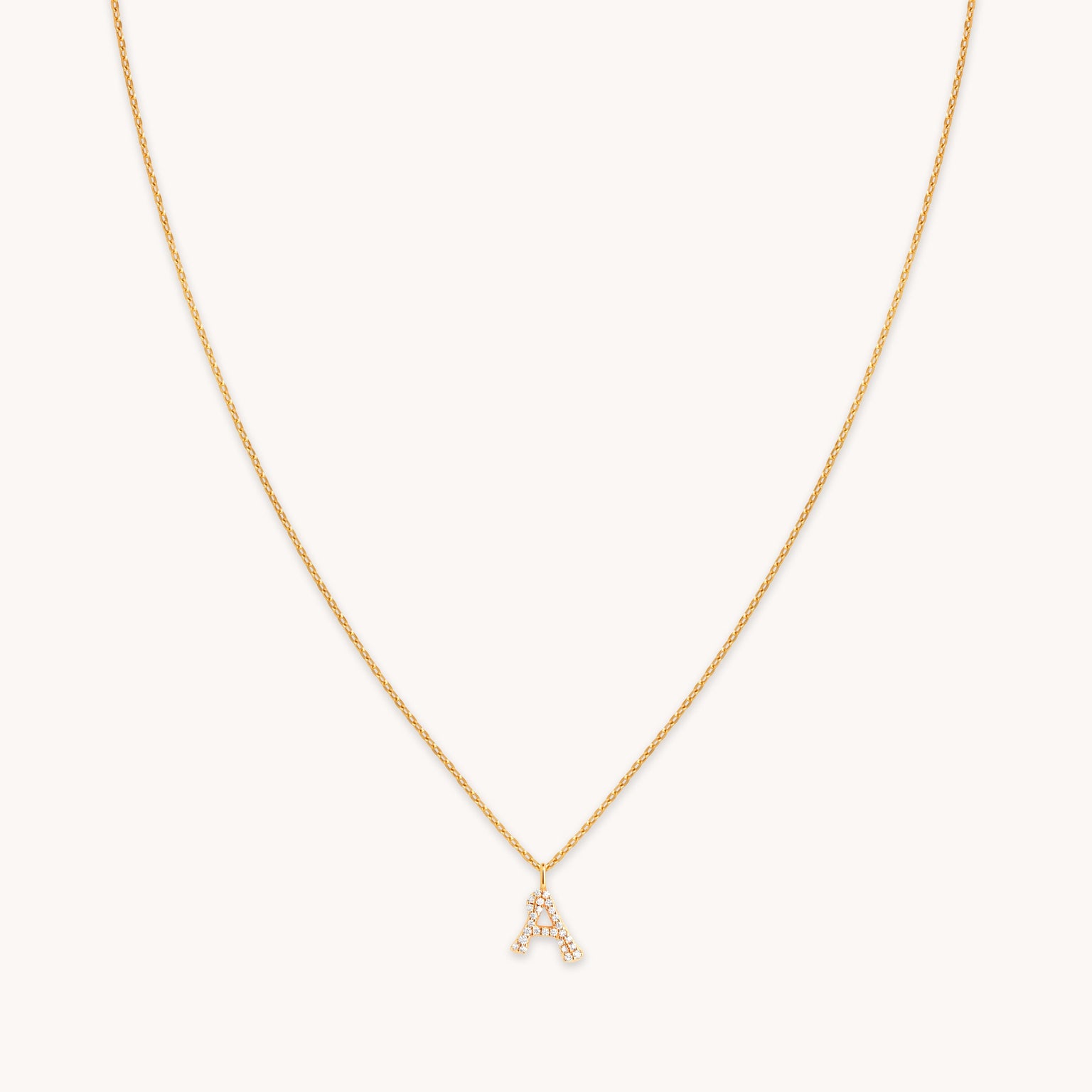 18k Gold Plated Jewellery - A Initial Pavé Pendant Necklace in Gold - Pendant Necklace - Astrid & Miyu