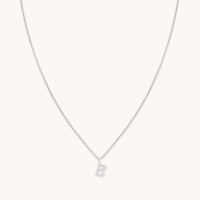 Gemstone Necklaces - B Initial Pavé Pendant Necklace in Silver - Pendant Necklace - Astrid & Miyu