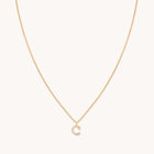 C Initial Pavé Pendant Necklace in Gold