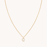 C Initial Pavé Pendant Necklace in Gold