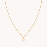 18k Gold Plated Jewellery - C Initial Pavé Pendant Necklace in Gold - Pendant Necklace - Astrid & Miyu