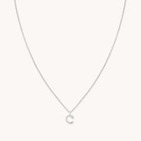 Gemstone Necklaces - C Initial Pavé Pendant Necklace in Silver - Pendant Necklace - Astrid & Miyu