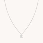 E Initial Pavé Pendant Necklace in Silver