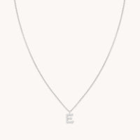 E Initial Pavé Pendant Necklace in Silver