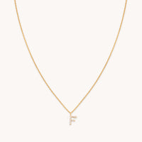 18k Gold Plated Jewellery - F Initial Pavé Pendant Necklace in Gold - Pendant Necklaces - Astrid & Miyu