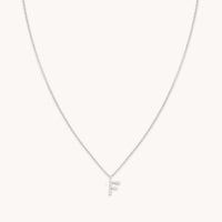 Gemstone Necklaces - F Initial Pavé Pendant Necklace in Silver - Pendant Necklace - Astrid & Miyu