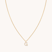 18k Gold Plated Jewellery - G Initial Pavé Pendant Necklace in Gold - Pendant Necklace - Astrid & Miyu