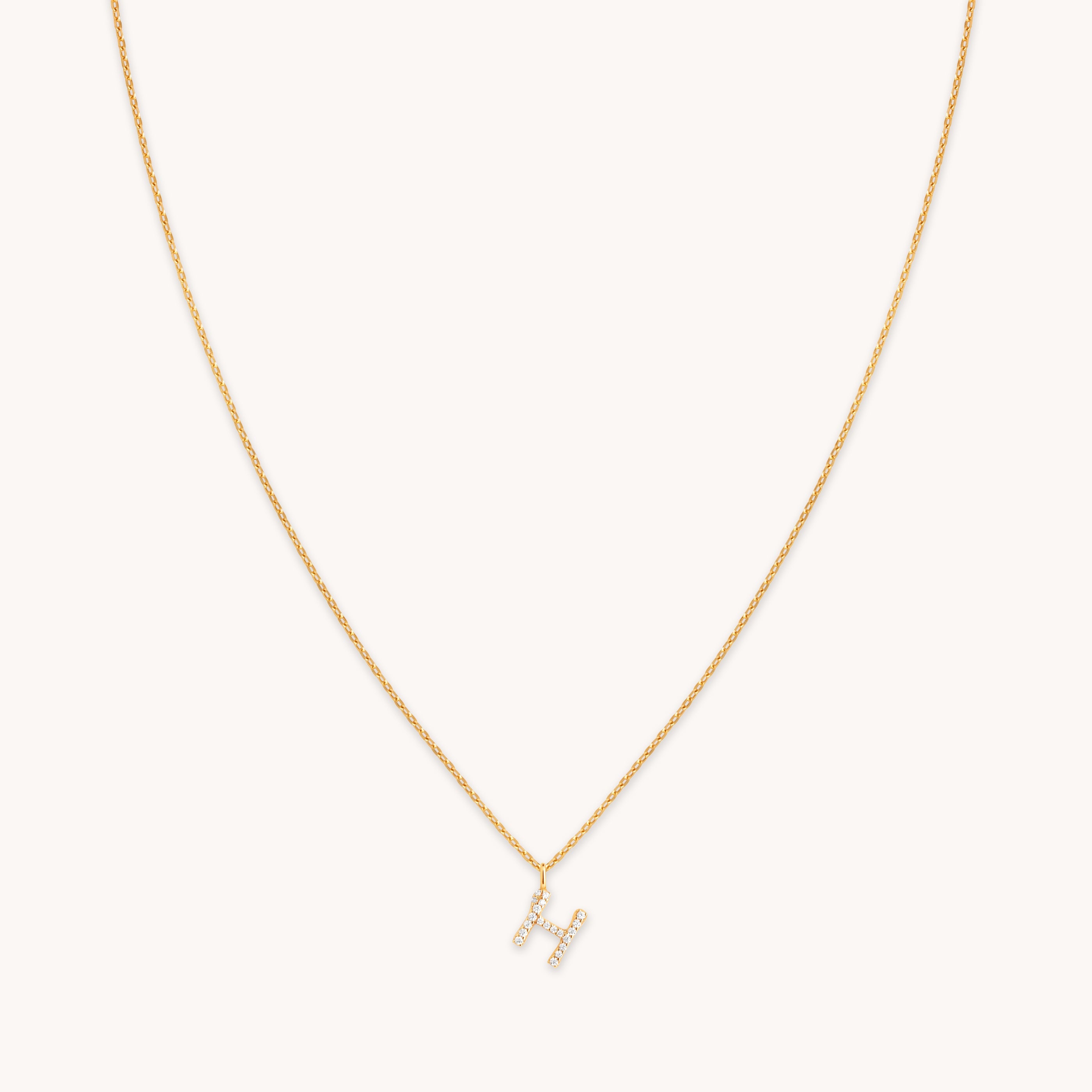 Astrid & Miyu .us | Initial Pave Pendant Necklace V in Silver