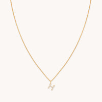 18k Gold Plated Jewellery - H Initial Pavé Pendant Necklace in Gold - Pendant Necklace - Astrid & Miyu