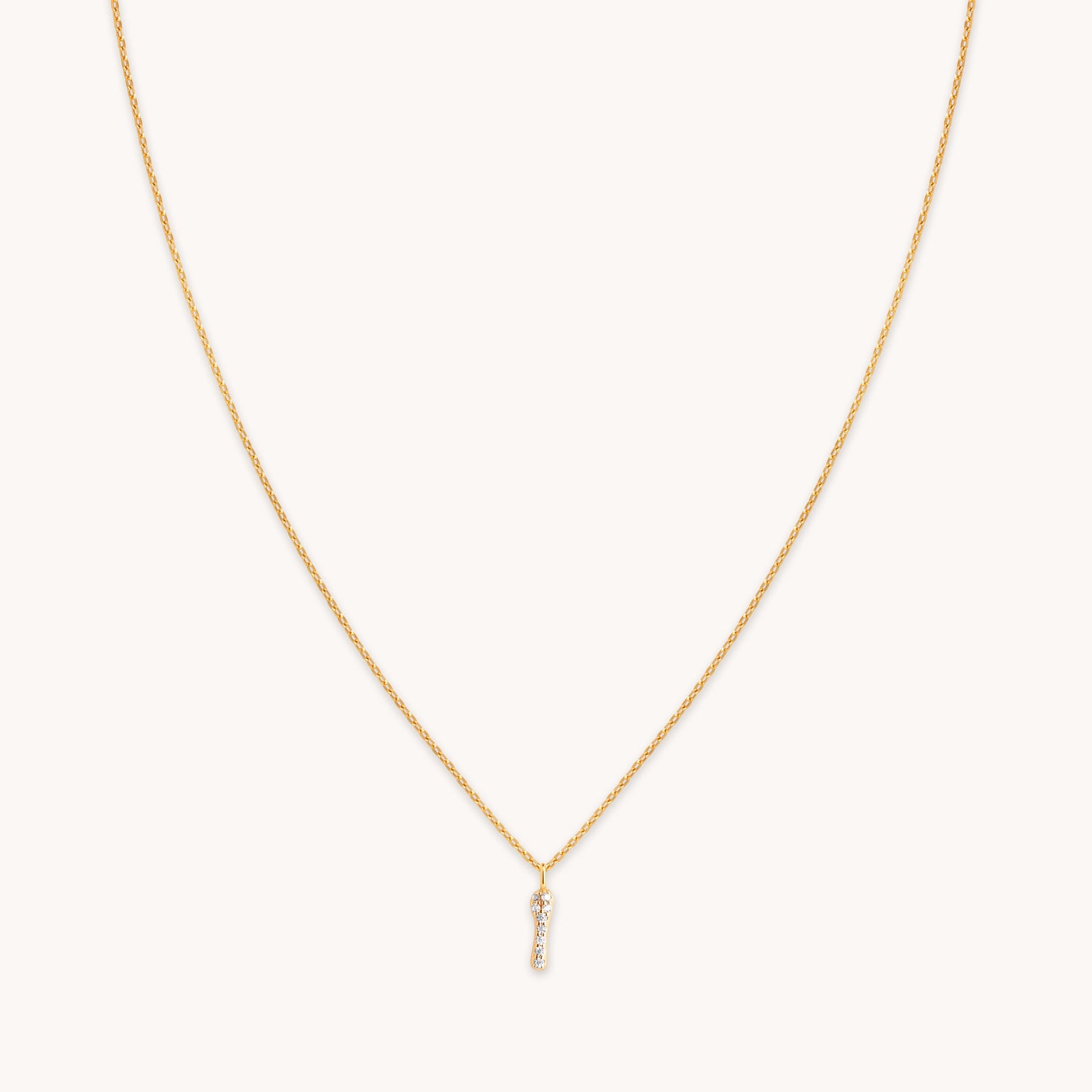 18k Gold Plated Jewellery - I Initial Pavé Pendant Necklace in Gold - Pendant Necklace - Astrid & Miyu