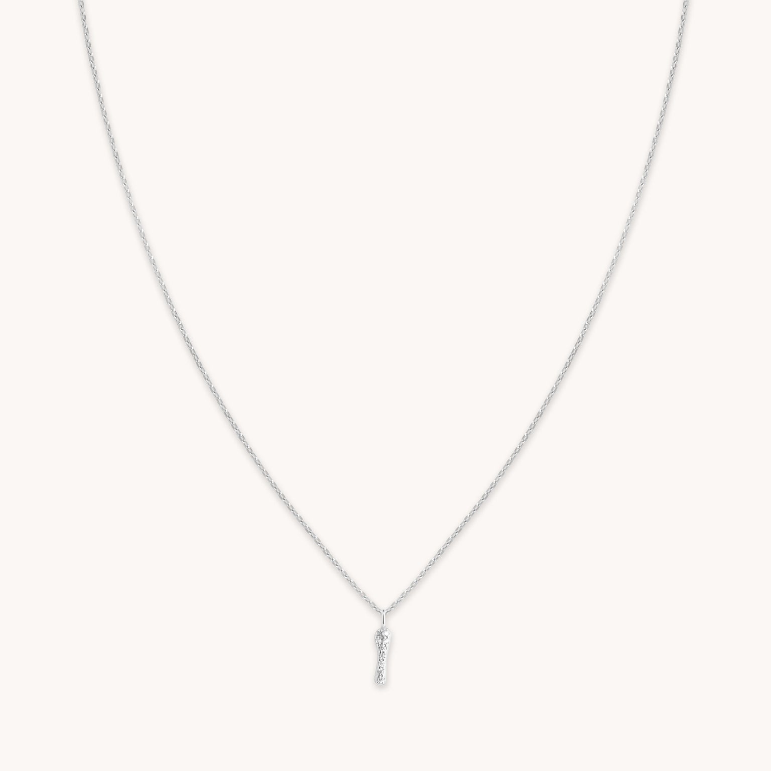 I Initial Pavé Pendant Necklace in Silver