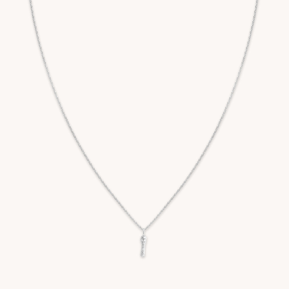 I Initial Pavé Pendant Necklace in Silver