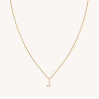J Initial Pavé Pendant Necklace in Gold