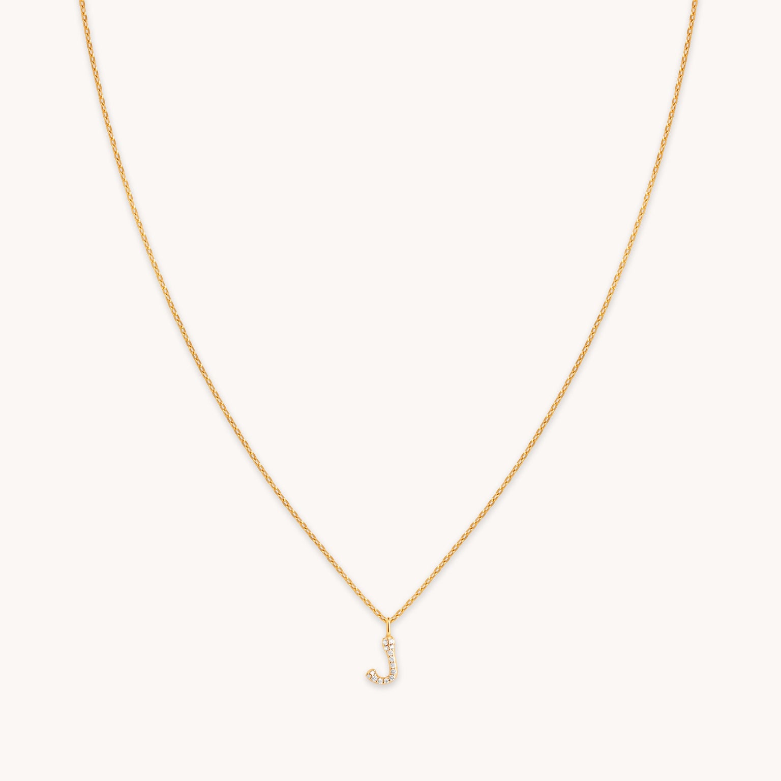 18k Gold Plated Jewellery - J Initial Pavé Pendant Necklace in Gold - Pendant Necklace - Astrid & Miyu