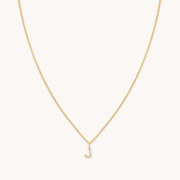 18k Gold Plated Jewellery - J Initial Pavé Pendant Necklace in Gold - Pendant Necklace - Astrid & Miyu