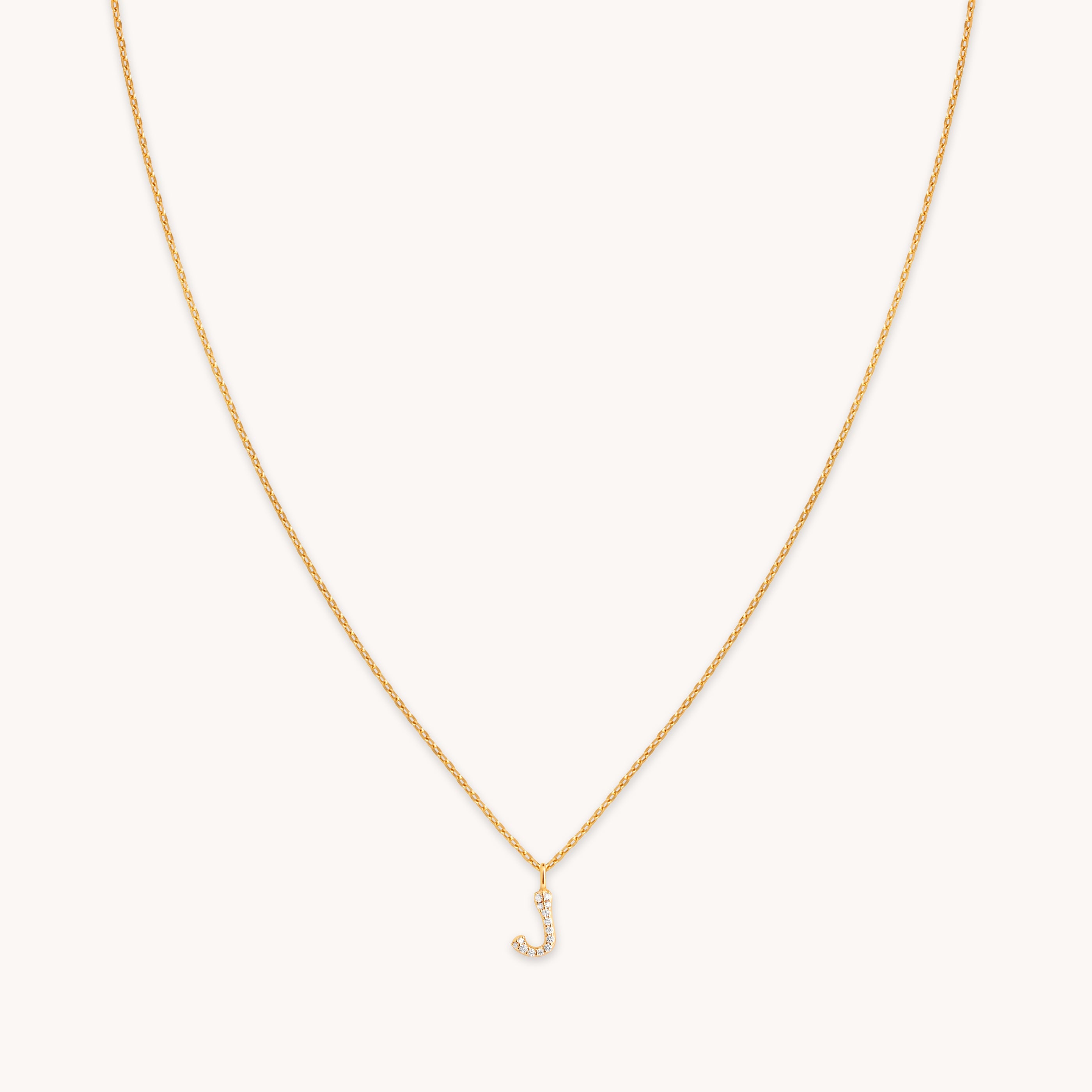 18k Gold Plated Jewellery - J Initial Pavé Pendant Necklace in Gold - Pendant Necklace - Astrid & Miyu