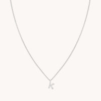 Gemstone Necklaces - K Initial Pavé Pendant Necklace in Silver - Pendant Necklace - Astrid & Miyu