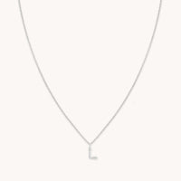 L Initial Pavé Pendant Necklace in Silver