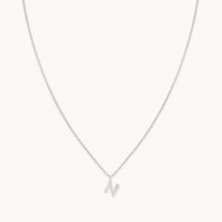 N Initial Pavé Pendant Necklace in Silver