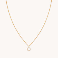18k Gold Plated Jewellery - O Initial Pavé Pendant Necklace in Gold - Pendant Necklace - Astrid & Miyu