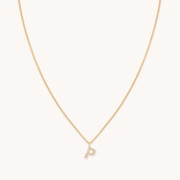 18k Gold Plated Jewellery - P Initial Pavé Pendant Necklace in Gold - Pendant Necklace - Astrid & Miyu