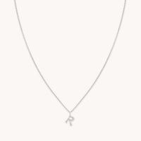 Gemstone Necklaces - R Initial Pavé Pendant Necklace in Silver - Pendant Necklace - Astrid & Miyu