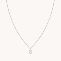 S Initial Pavé Pendant Necklace in Silver