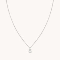 Gemstone Necklaces - S Initial Pavé Pendant Necklace in Silver - Pendant Necklace - Astrid & Miyu
