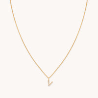 18k Gold Plated Jewellery - V Initial Pavé Pendant Necklace in Gold - Pendant Necklace - Astrid & Miyu