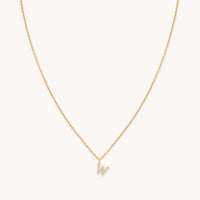 18k Gold Plated Jewellery - W Initial Pavé Pendant Necklace in Gold - Pendant Necklace - Astrid & Miyu