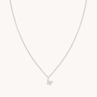 Gemstone Necklaces - W Initial Pavé Pendant Necklace in Silver - Pendant Necklace - Astrid & Miyu