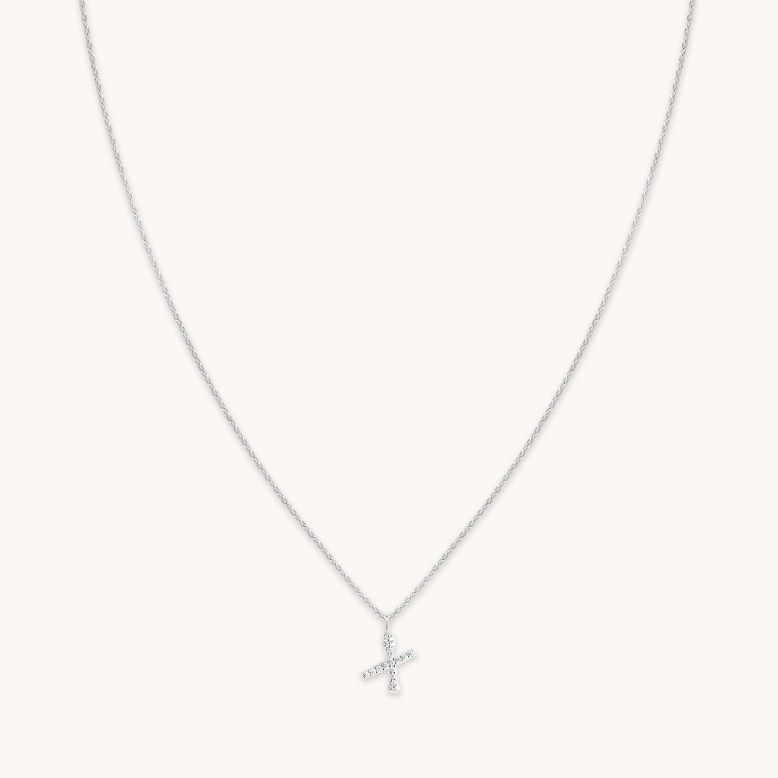X Initial Pavé Pendant Necklace in Silver
