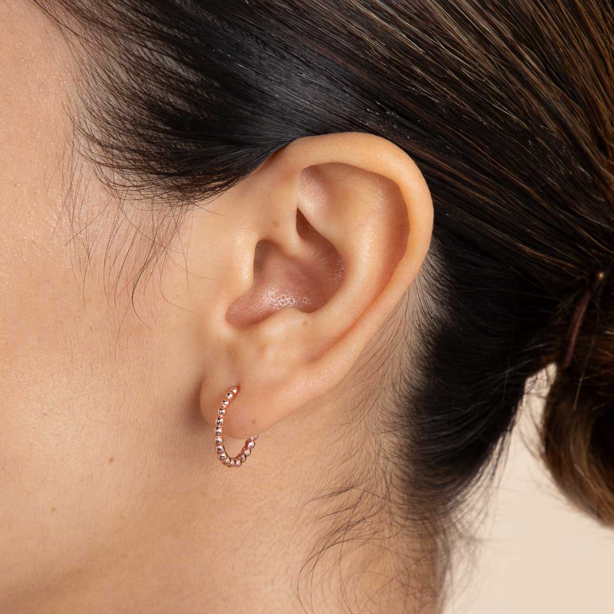 Essential Beaded Hoop in Rose Gold