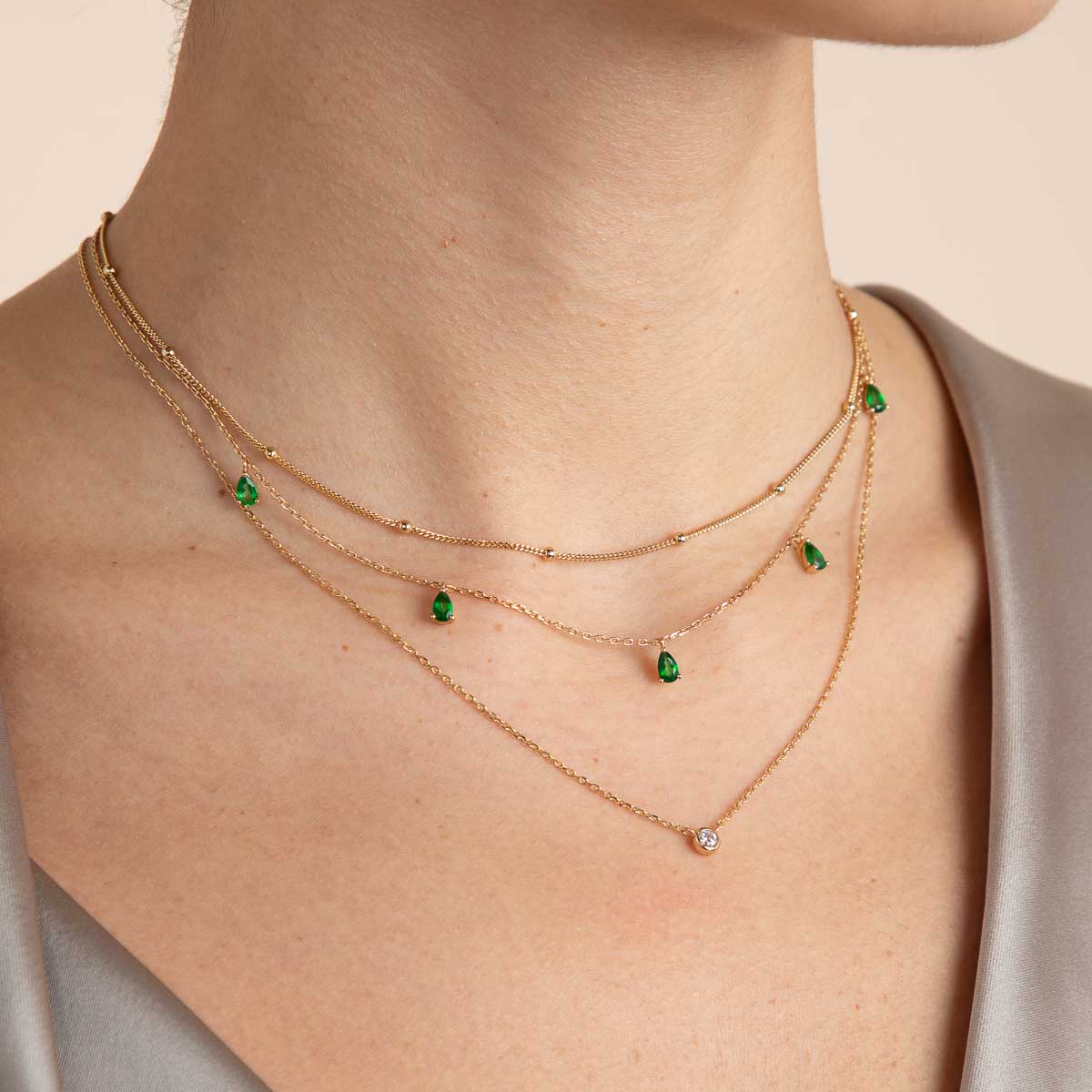 Essential Crystal Pendant Necklace in Gold