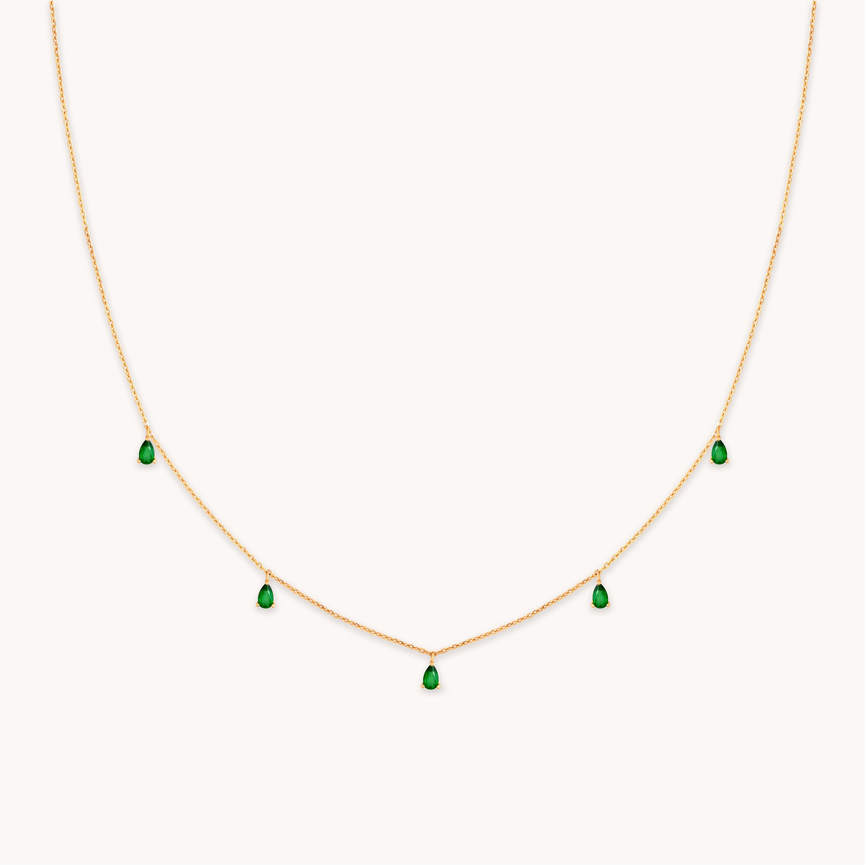 Green Topaz Charm Necklace in Gold