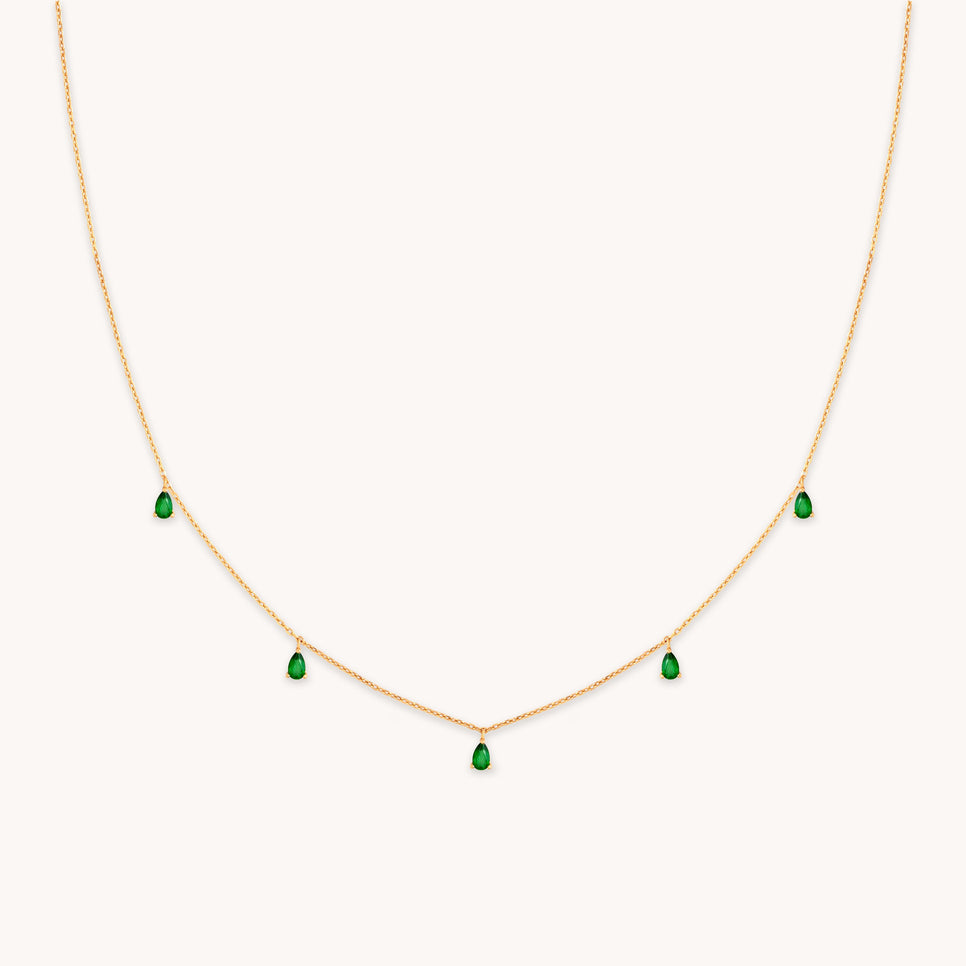 Green Topaz Charm Necklace in Gold
