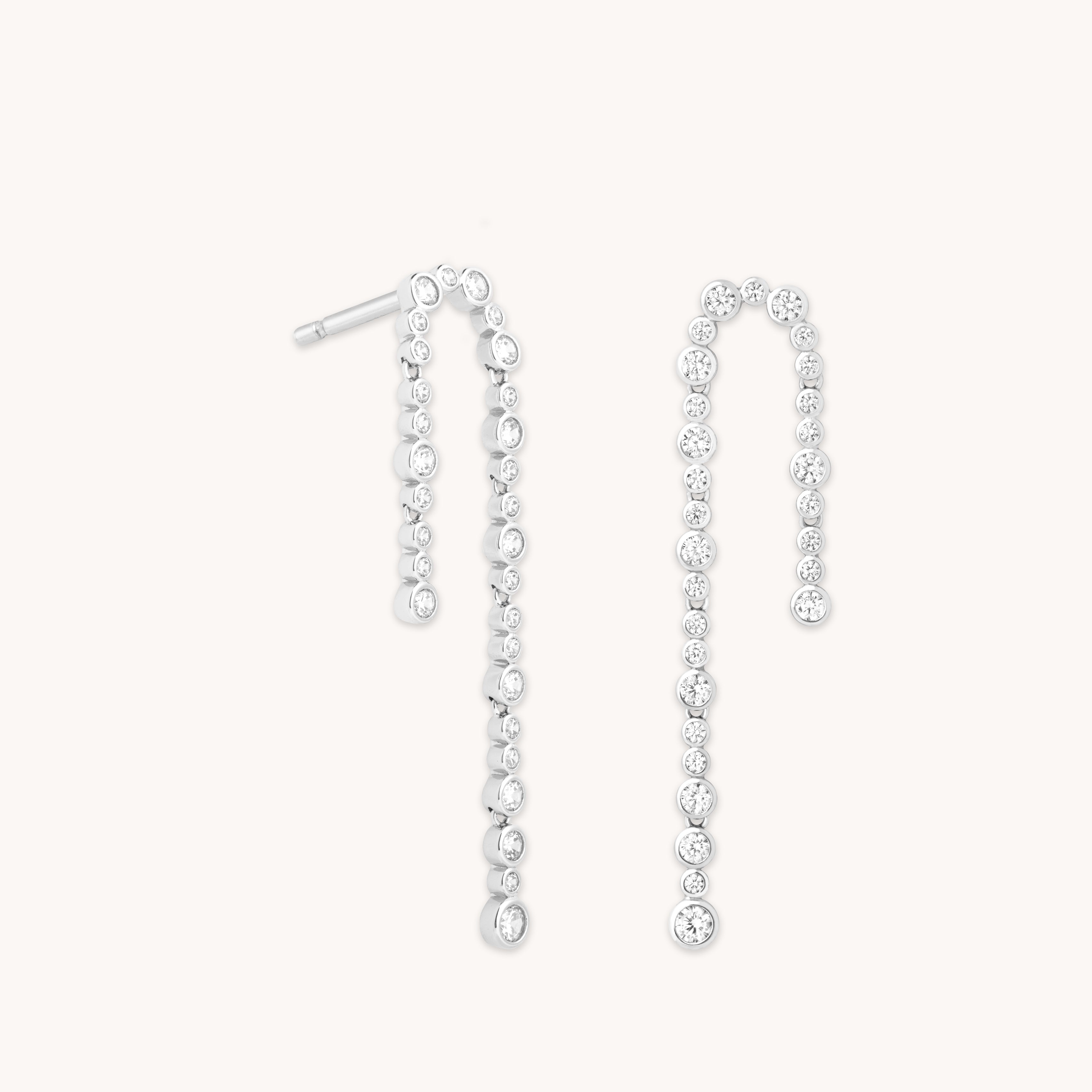 Gleam Crystal Drop Studs in Silver