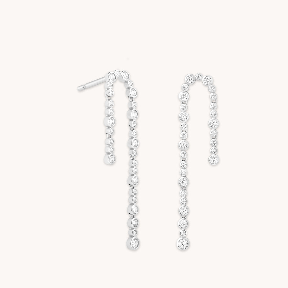 Gleam Crystal Drop Studs in Silver