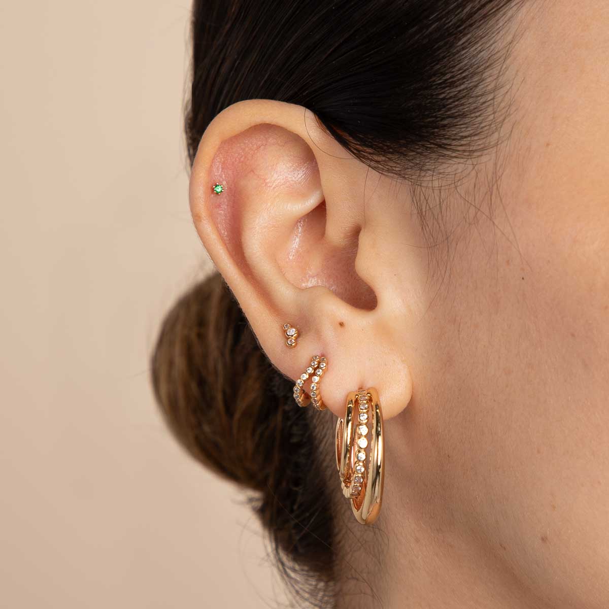 Gleam Illusion Crystal Huggies in Gold