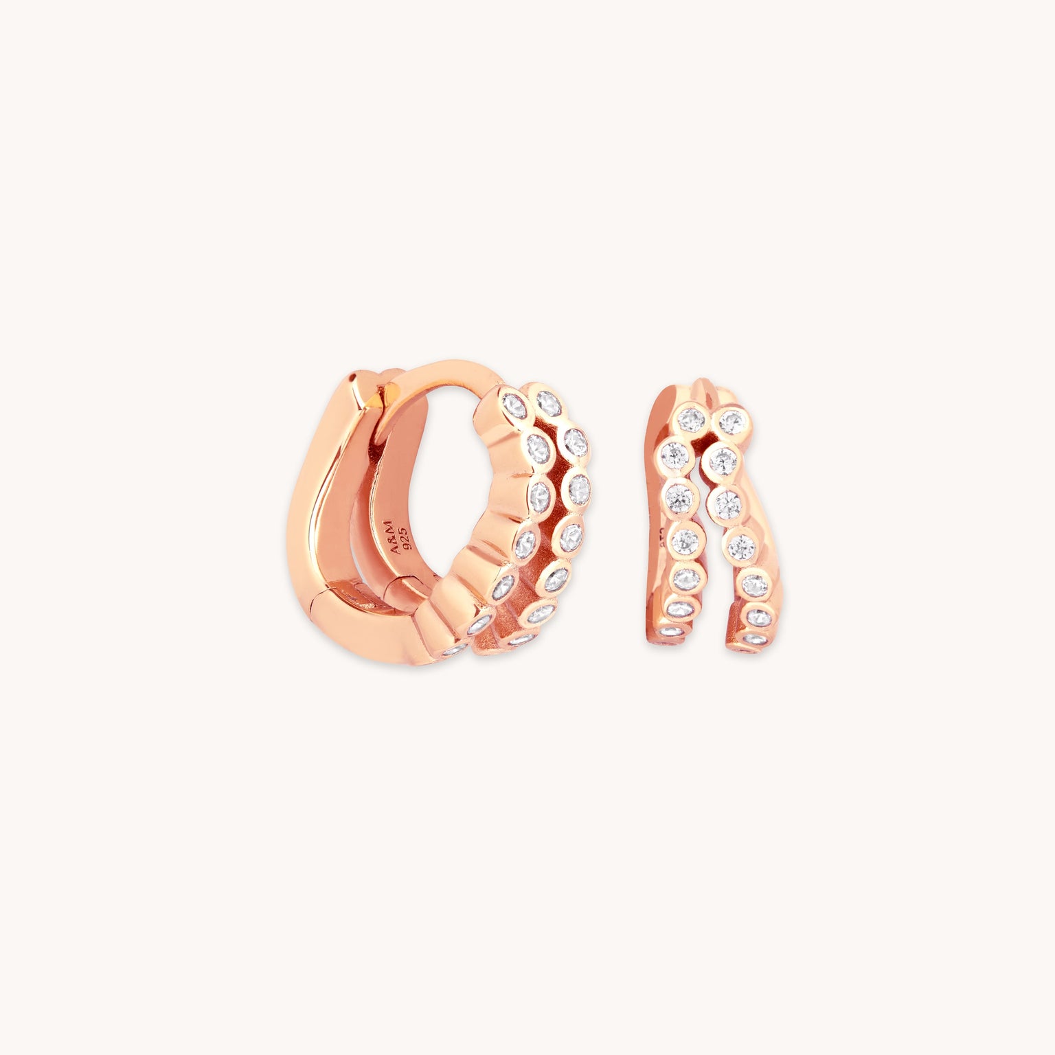 Gleam Illusion Crystal Huggies in Rose Gold
