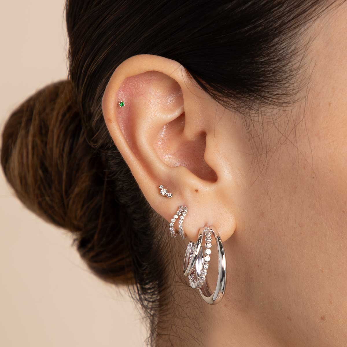 Gleam Illusion Crystal Huggies in Silver