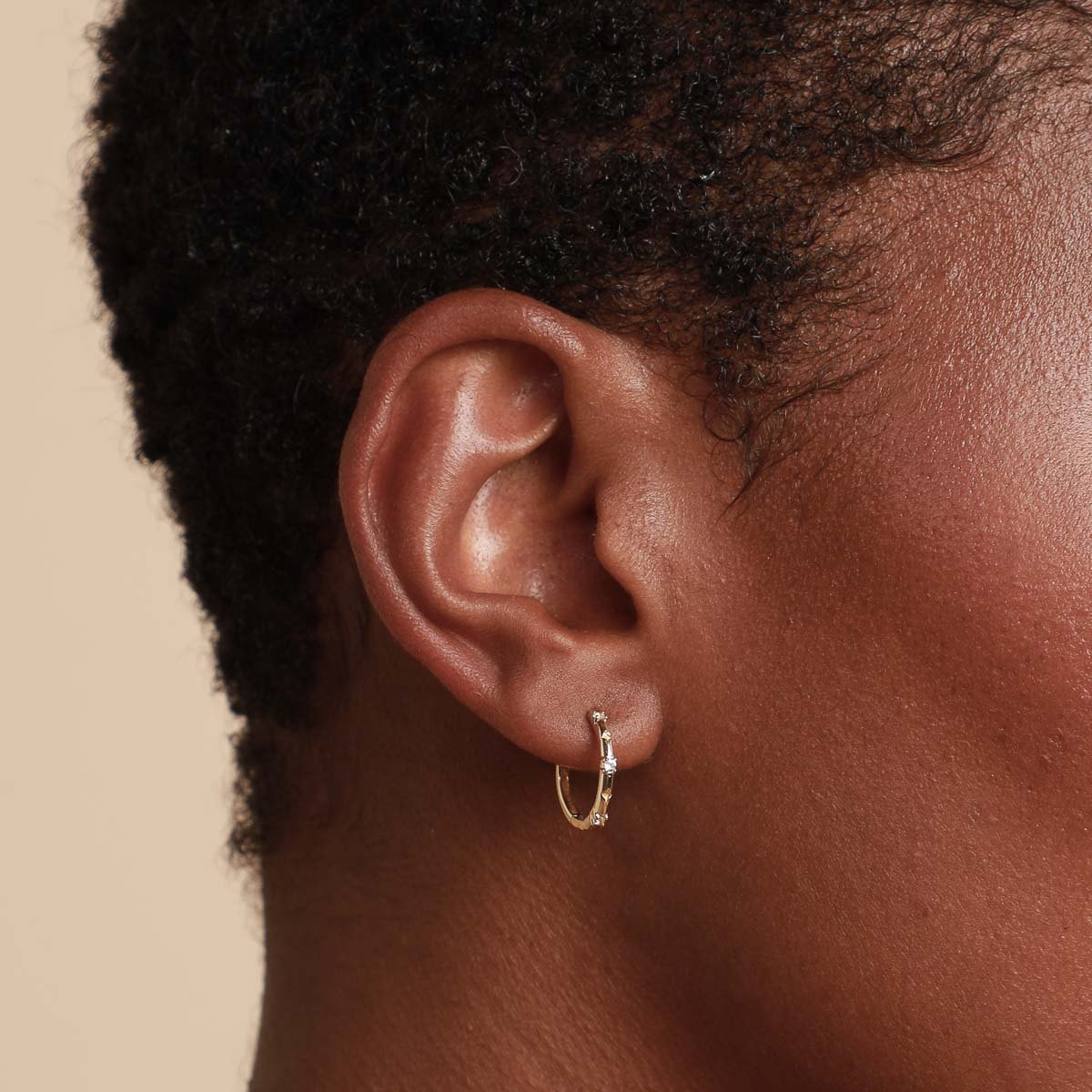 Cosmic Star Topaz Hoops in Solid Gold