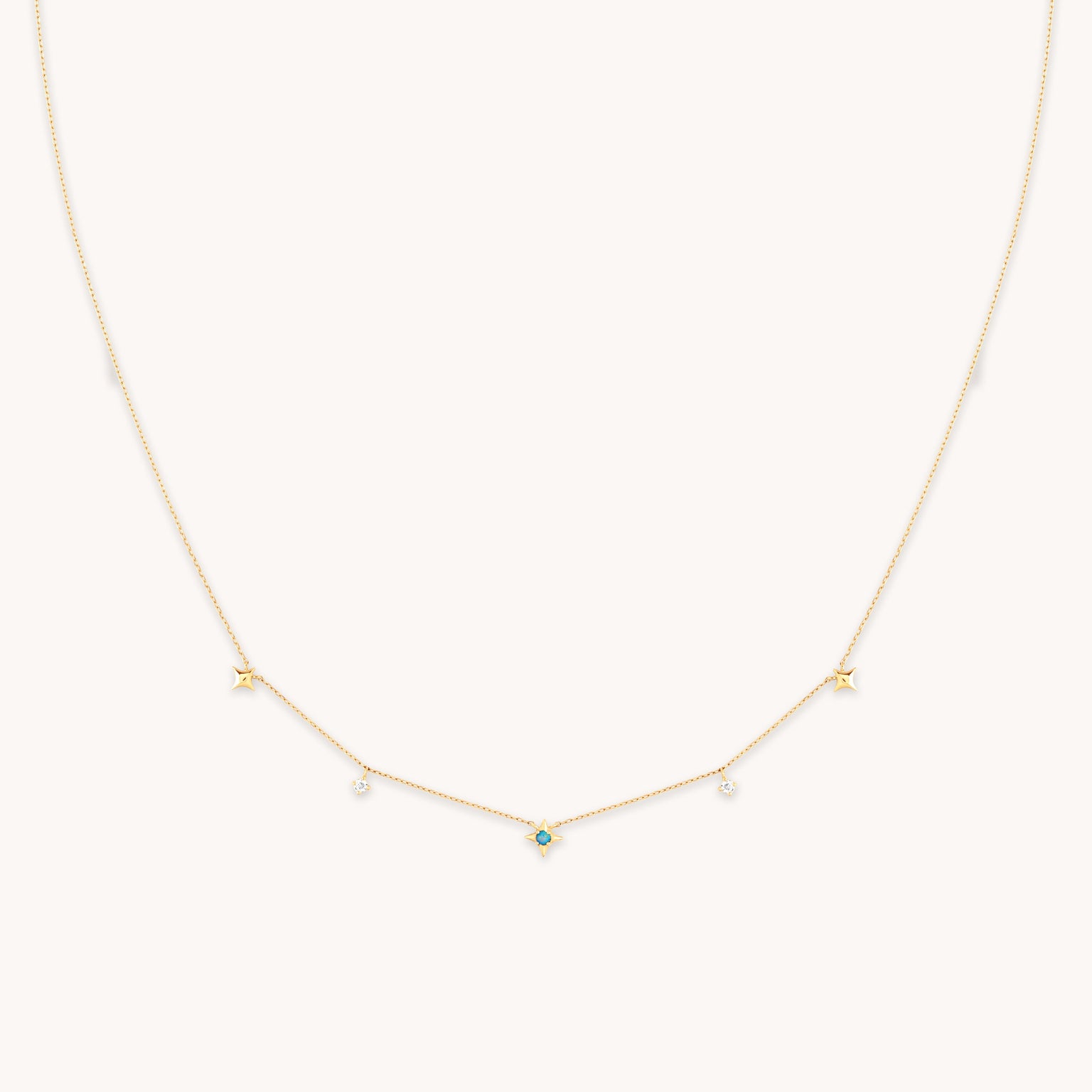 Cosmic Star Opal Charm Necklace in Solid Gold